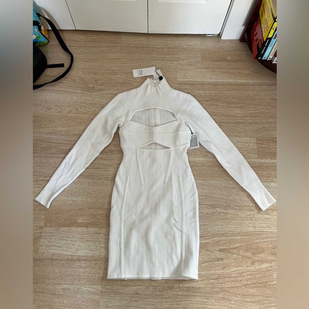 NWT Herve Leger White Rib Dress